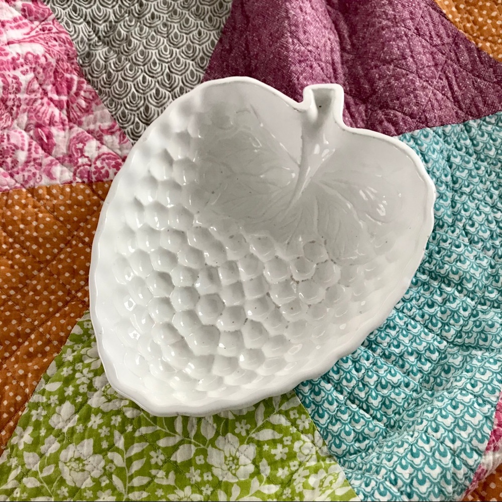 White ceramic bowl Vintage Strawberry shaped Succulent planter/ serving dish